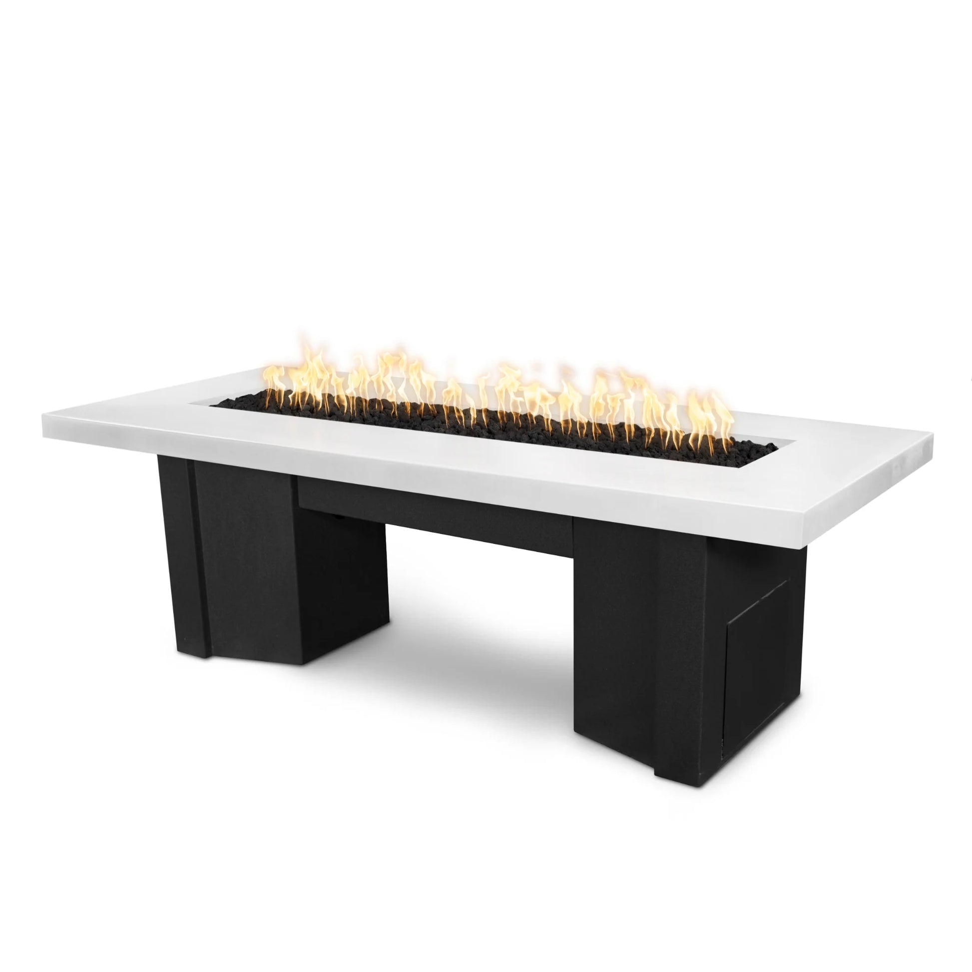 Alameda Fire Pit Dining Table Black Base Limestone