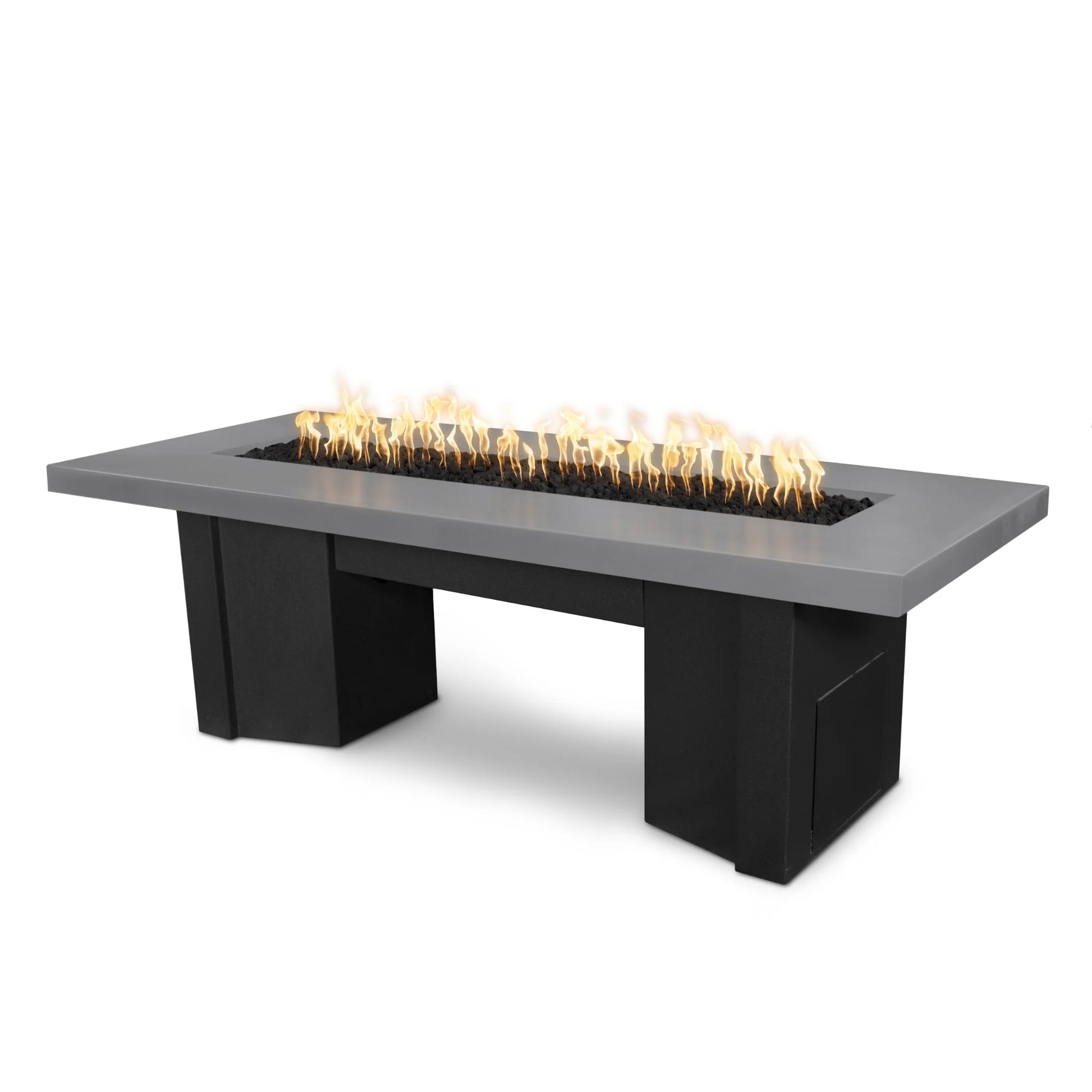 Alameda Fire Pit Dining Table Black Base Natural Gray Top