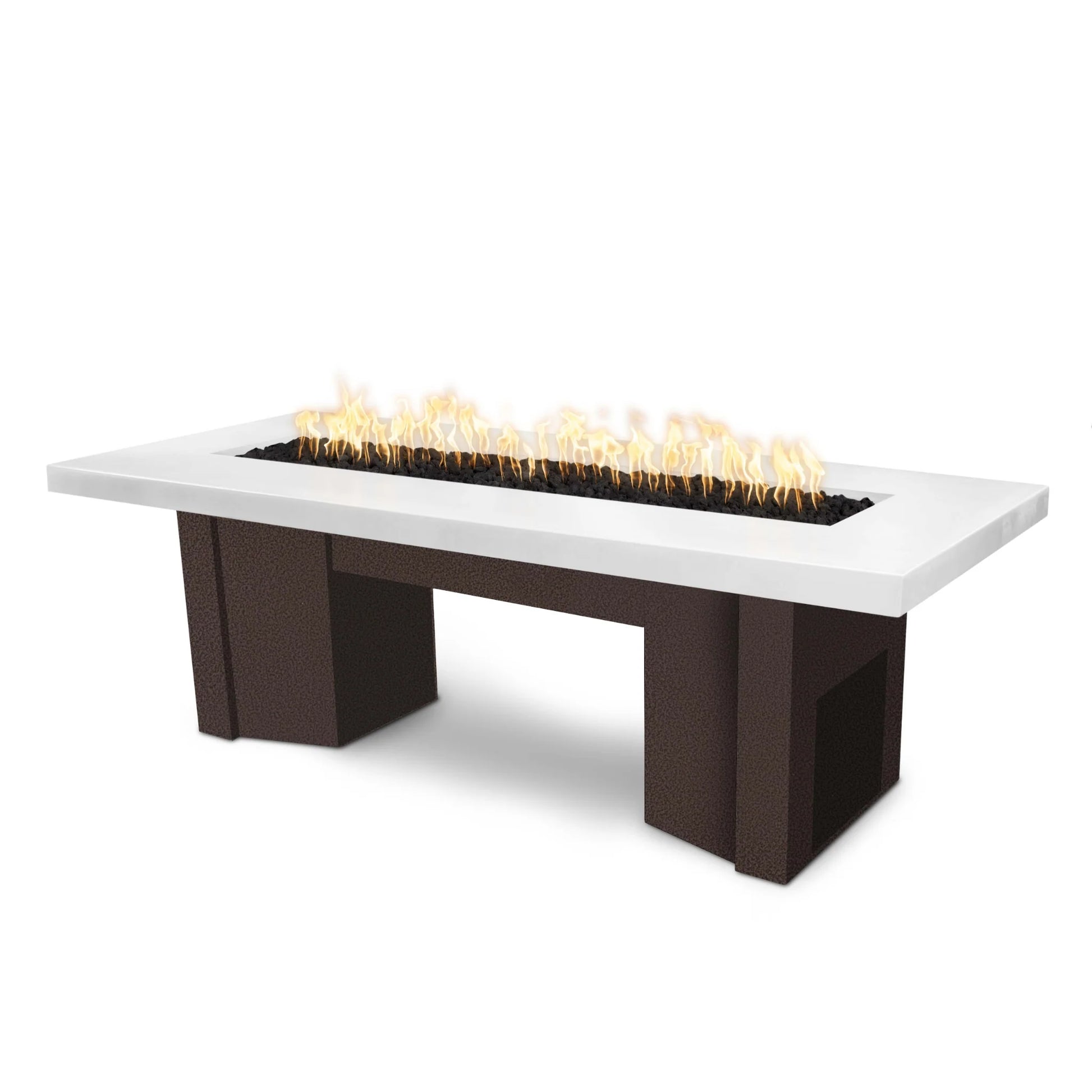 Alameda Fire Pit Dining Table Copper Vein Base Limestone Top