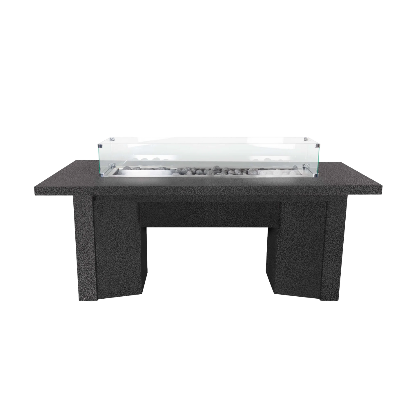 Alameda Powdercoated Dining Table Fire Pit Silver Vein