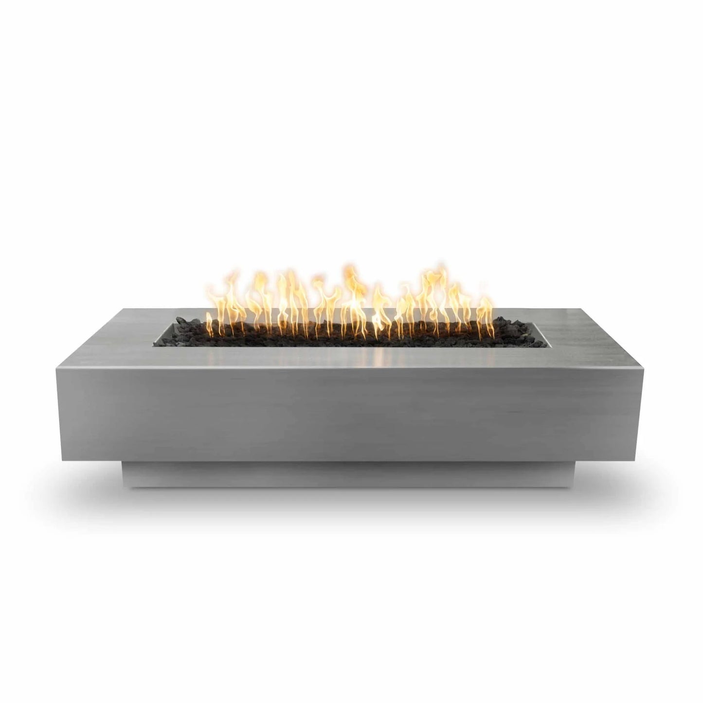 Coronado Fire Pit in stainless steel finish with linear flame design – modern outdoor gas fire feature