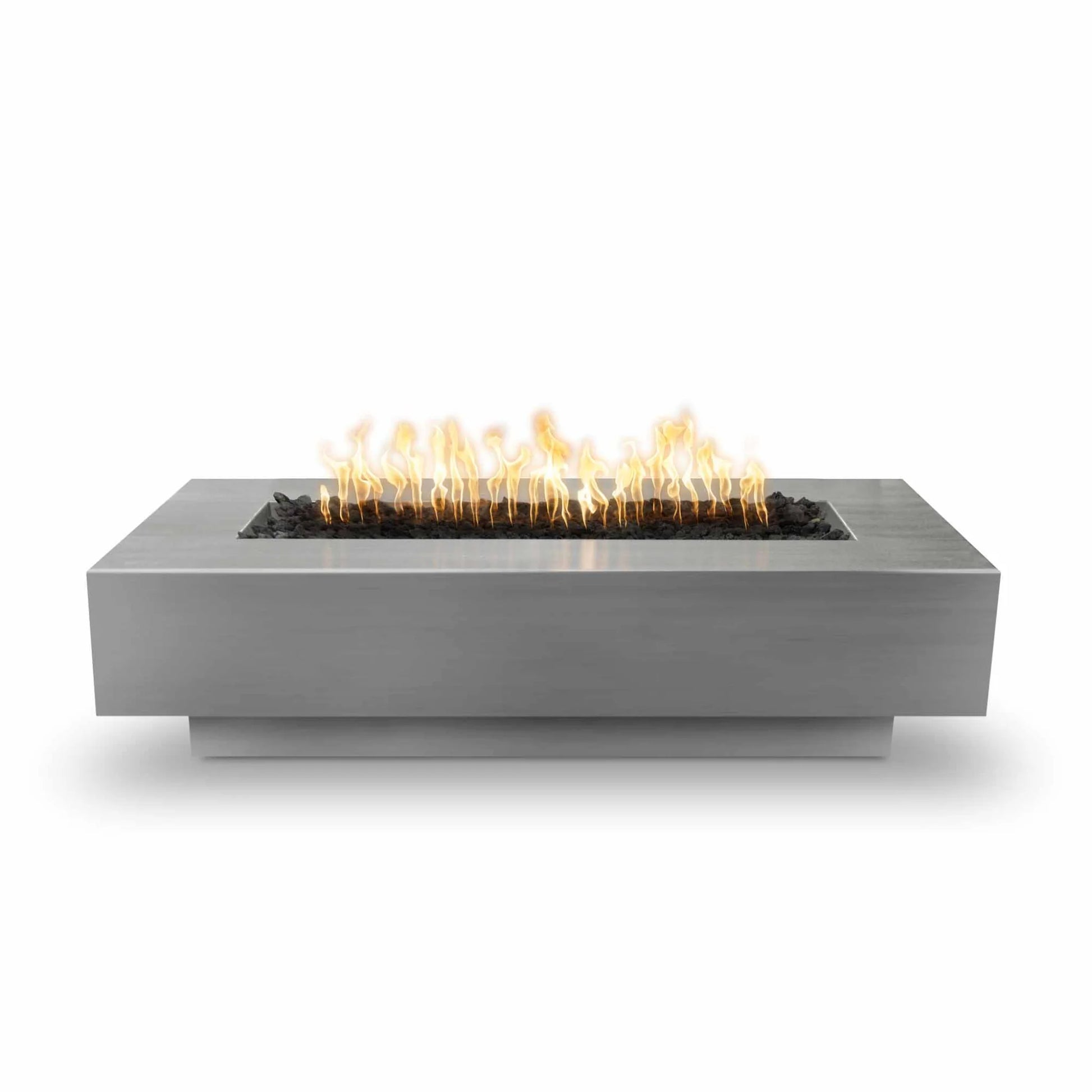 Coronado Fire Pit in stainless steel finish with linear flame design – modern outdoor gas fire feature