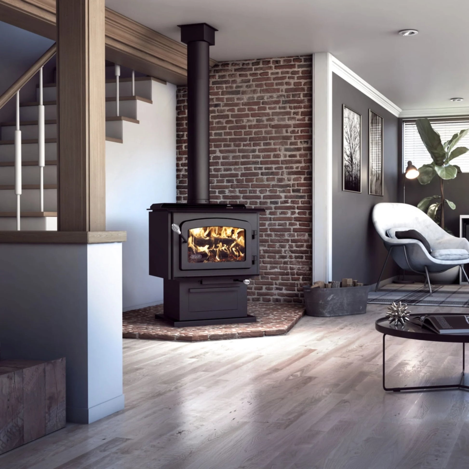 Drolet Escape 1800 Wood Stove on pedastal