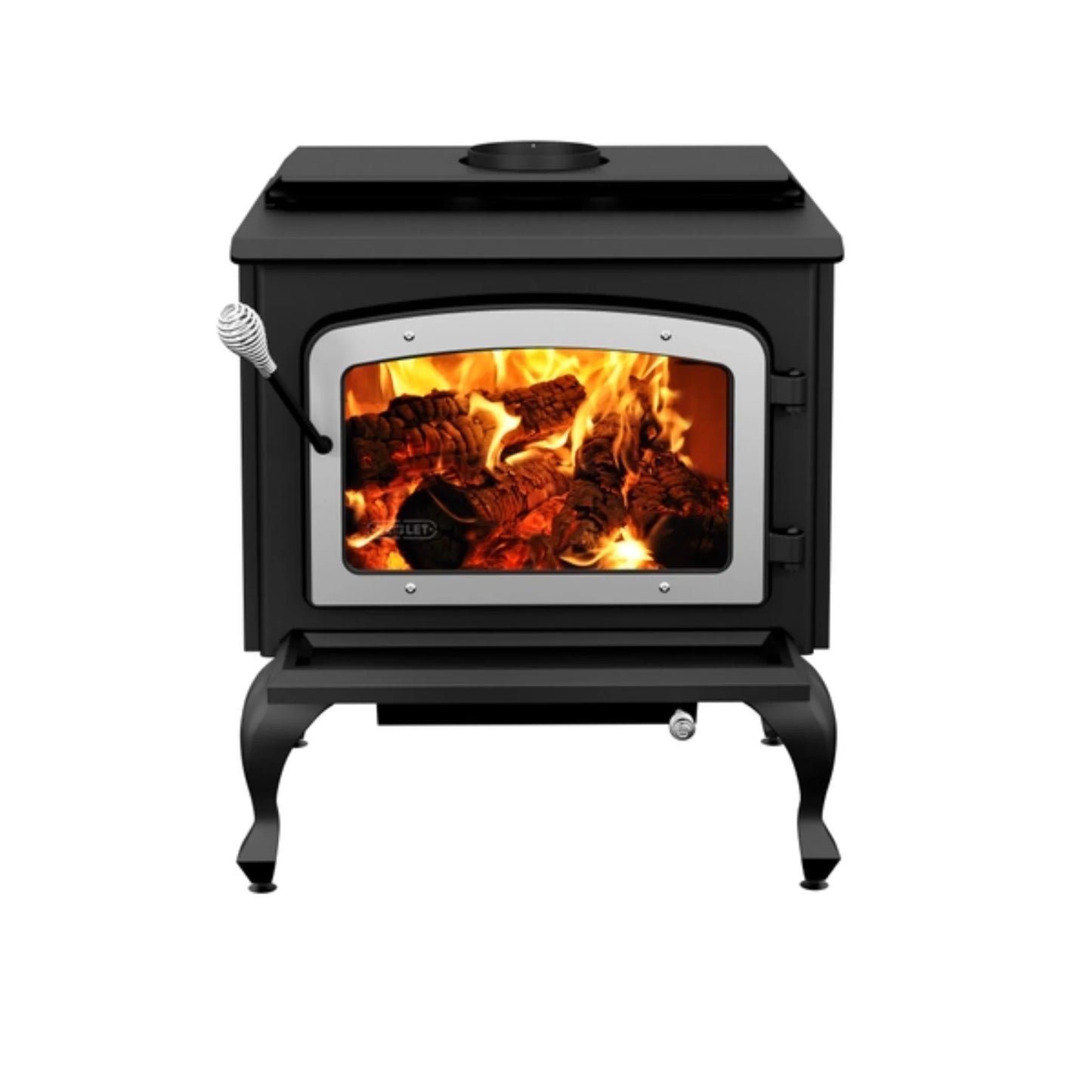 Drolet Escape 1800 Wood Stove On Legs - Brushed Nickel Door | DB03112