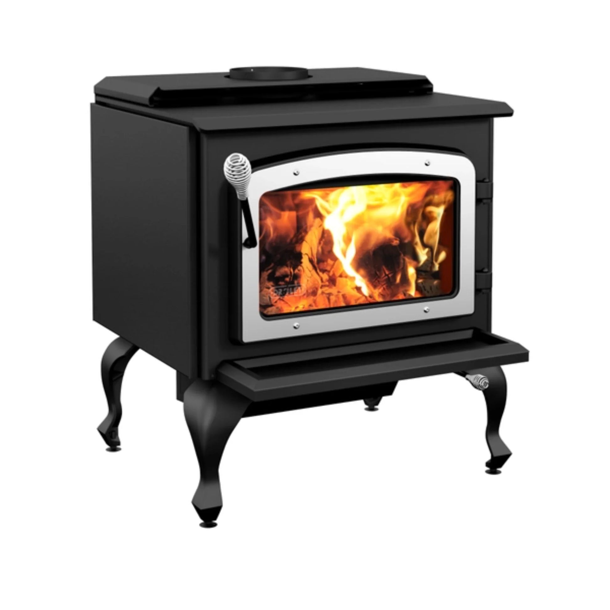 Drolet Escape 1800 Wood Stove On Legs - Brushed Nickel Door | DB03112