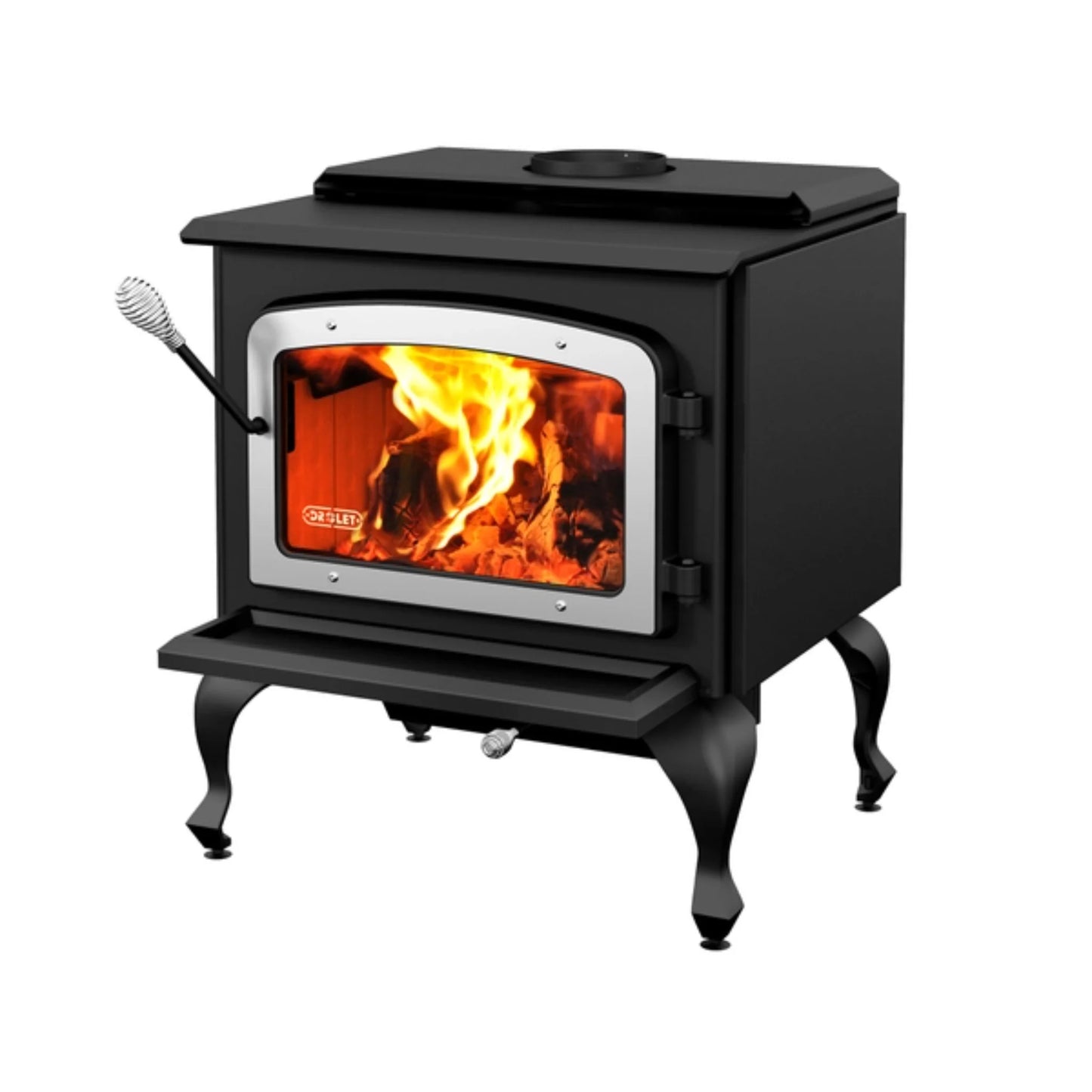 Drolet Escape 1800 Wood Stove On Legs - Brushed Nickel Door | DB03112