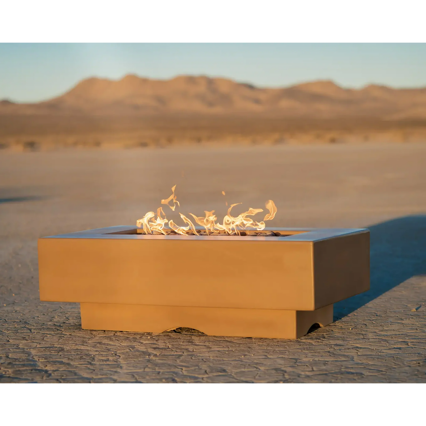 A chestnut colored Del Mar Ourdoor Fire Pit in the desert
