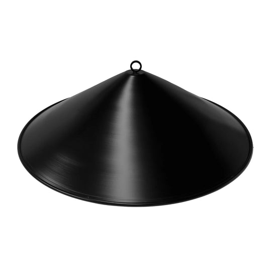 Black cone-shaped steel fire pit cover with handle