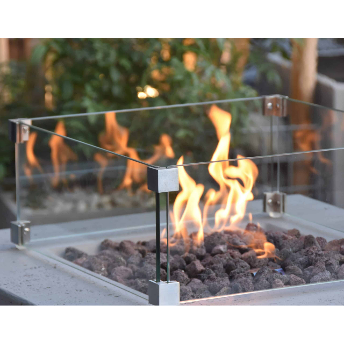 Square Glass Wind Guards for Fire Pits