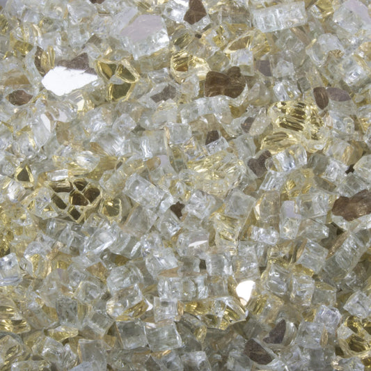 Gold Reflective Fire Glass – 25lb bag, tempered.
