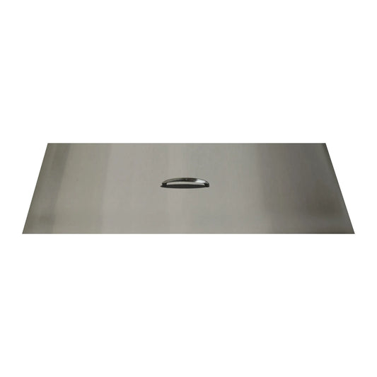 Rectangular stainless steel fire pit cover with center handle