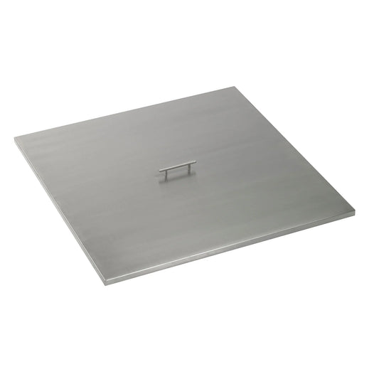 Square stainless steel fire pit cover with center handle