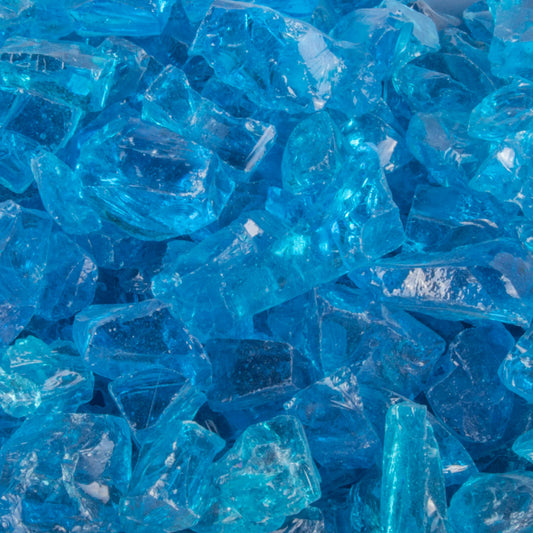 Turquoise Fire Glass – 25lb bag, tempered glass for fire pits.