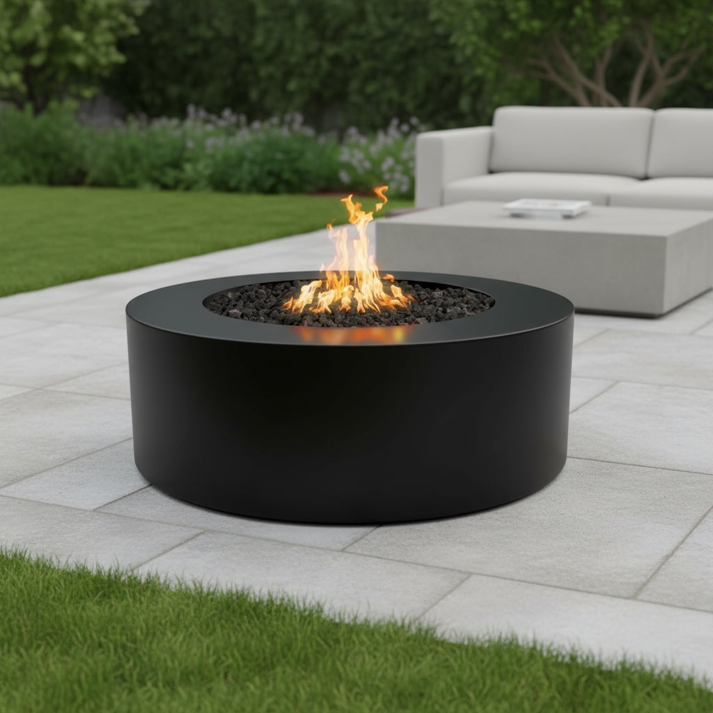 A Black Round Outdoor Fire Pit