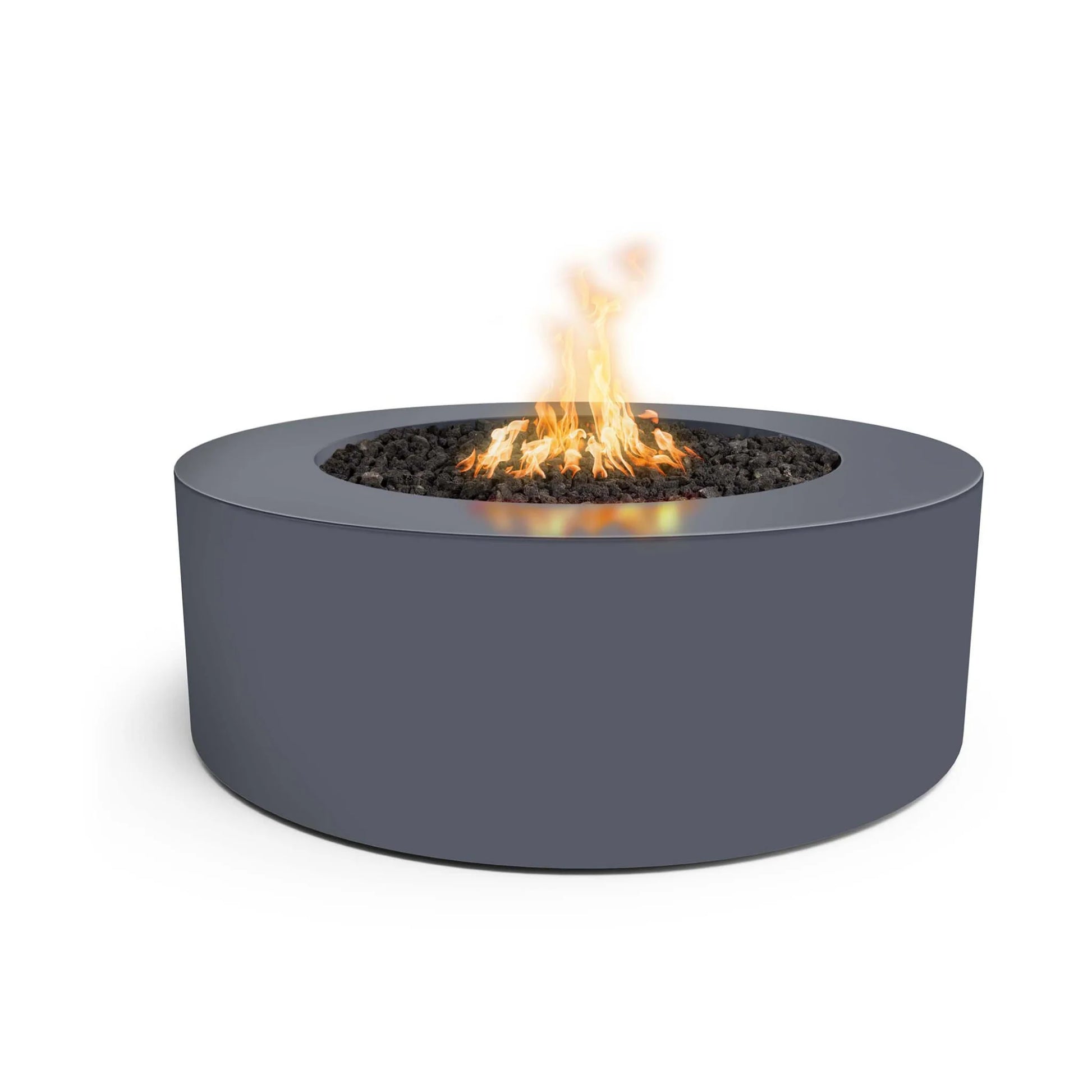 A Gray Round Outdoor Fire Pit