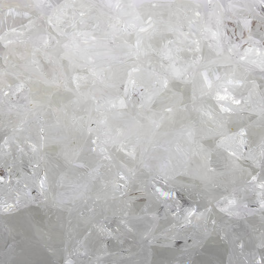 Clear Fire Glass – 25lb bag, tempered glass for fire features.