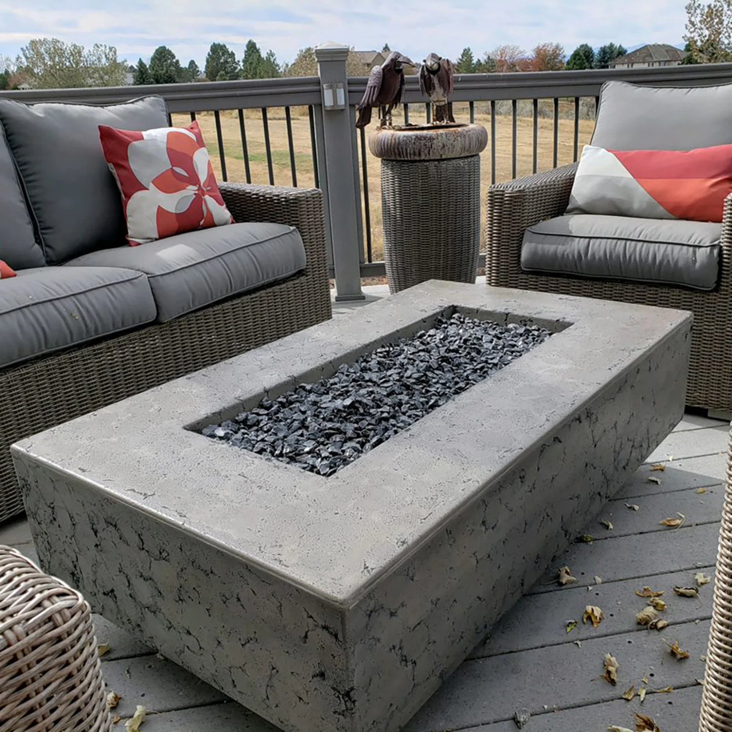 Del Mar Rectangle Fire Pit - 72" | GFRC Concrete | 70,000 BTU | 6-8 People