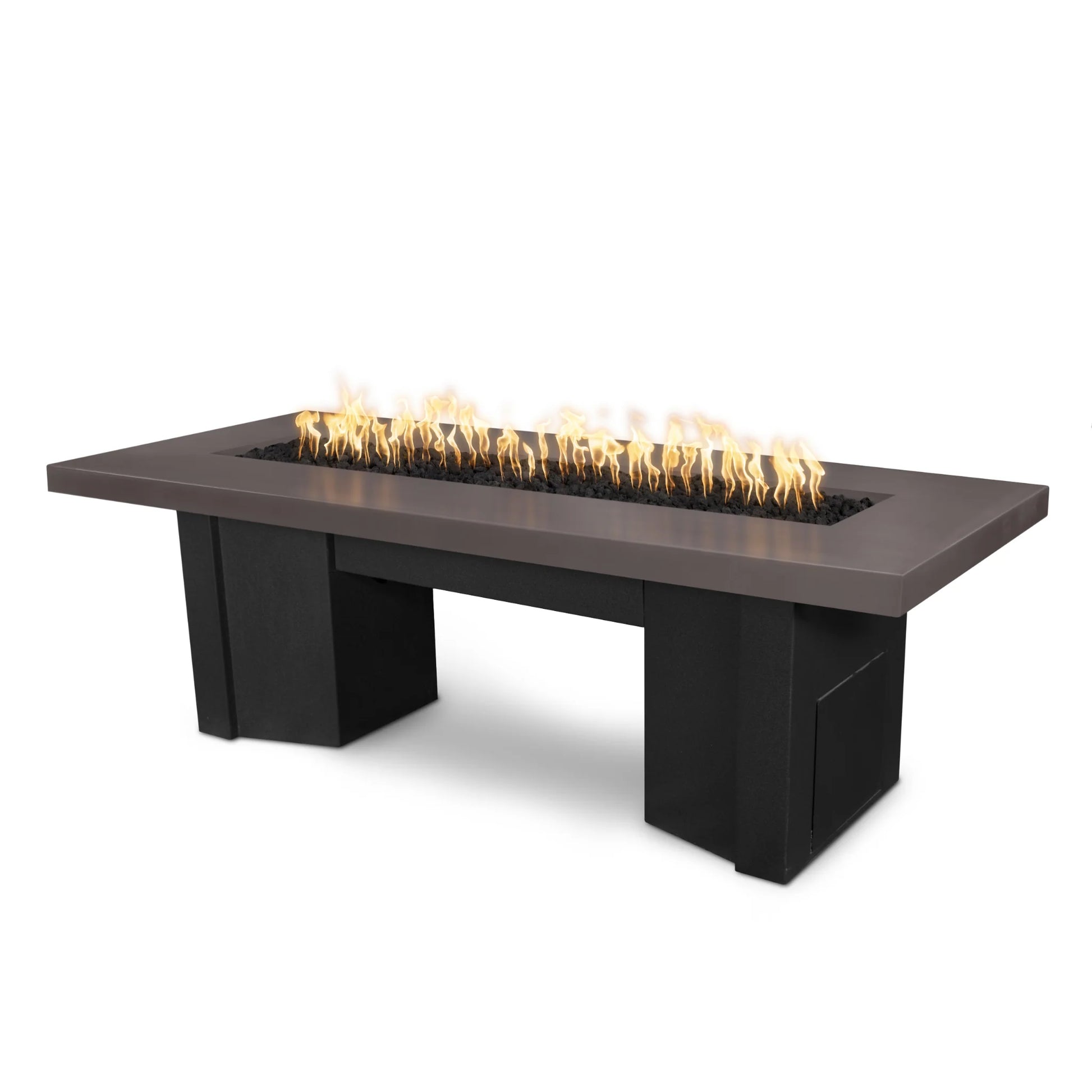 Alameda Fire Pit Dining Table Black Base Chestnut Top