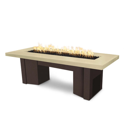 Alameda Fire Pit Dining Table Copper Vein Base Vanilla Top