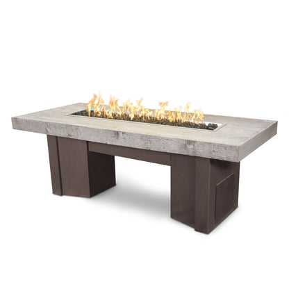 Alameda Fire Pit Dining Table Wood Grain Top Steel Bottom