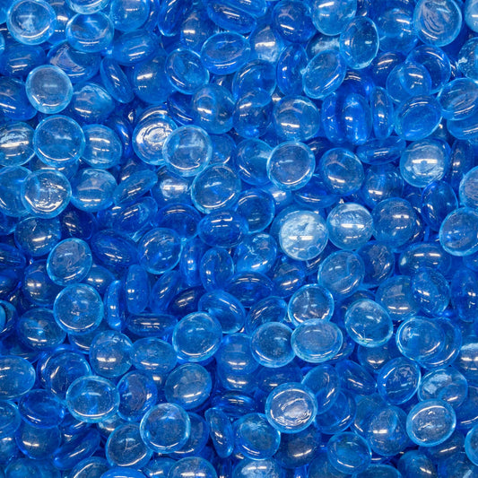 Cerulean Fire Pebbles – 25lb bag, 3/4" tempered stones.