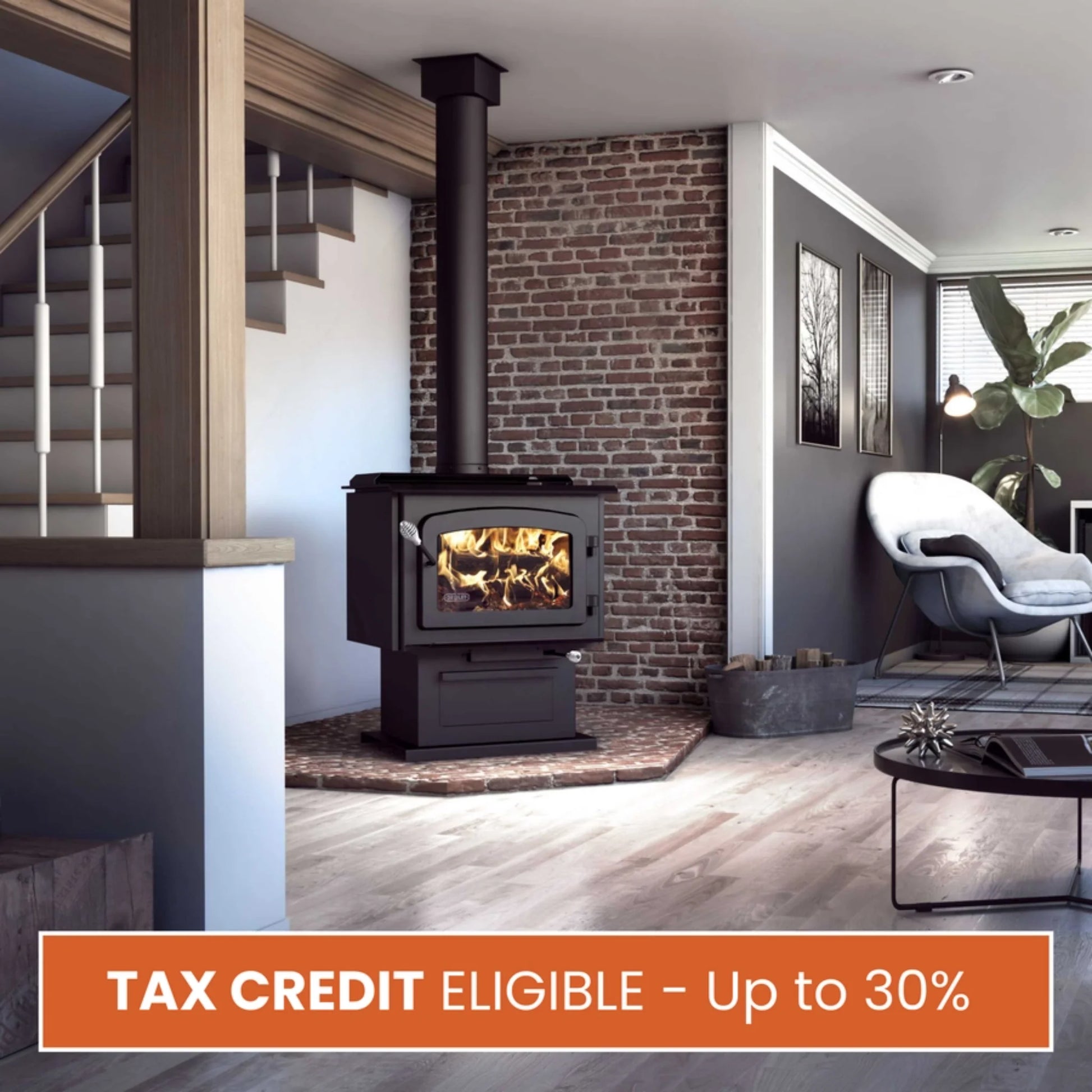 Drolet Escape 1800 Wood Stove on pedastal