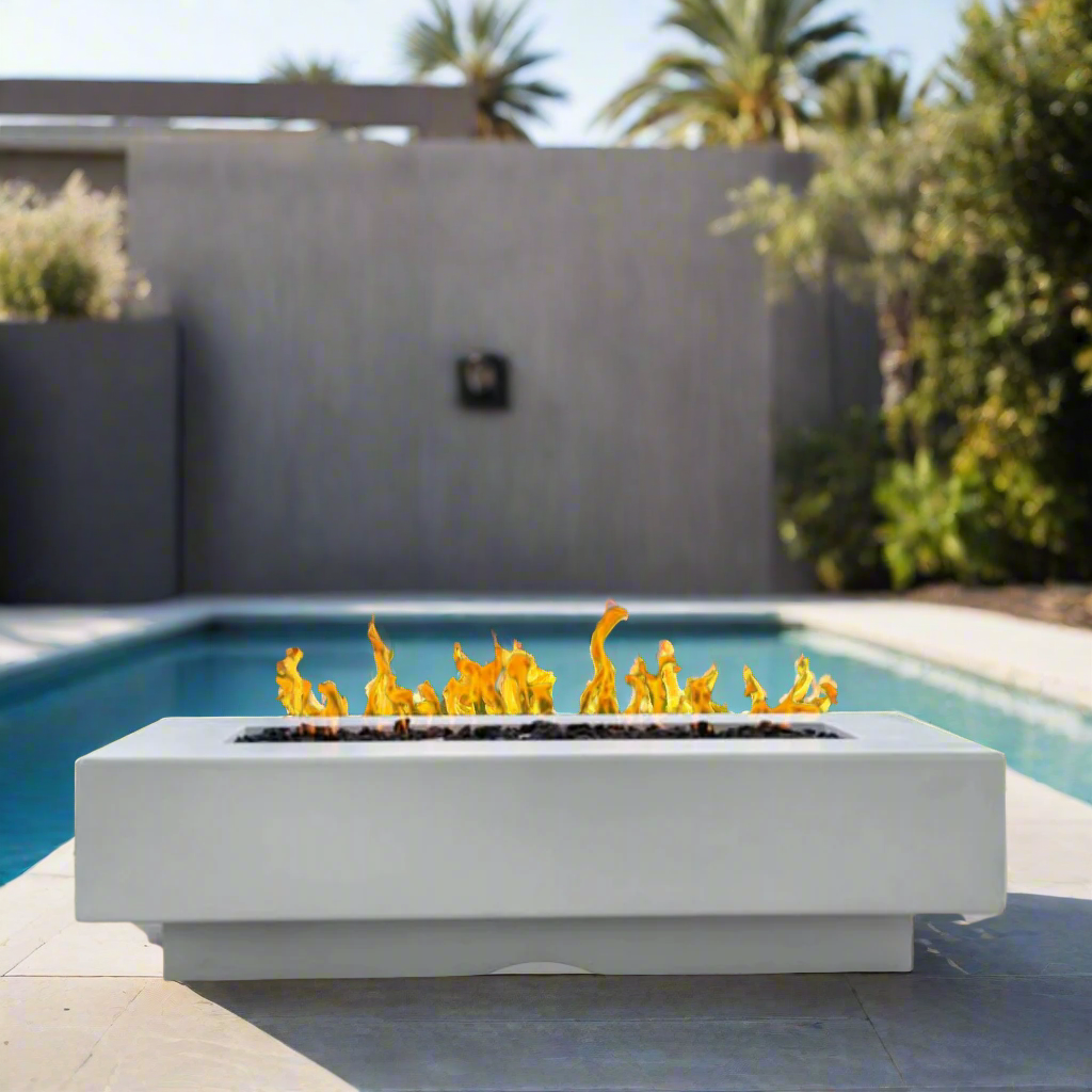 Del Mar Rectangle Fire Pit - 84" | GFRC Concrete | 90,000 BTU | 6-8 People