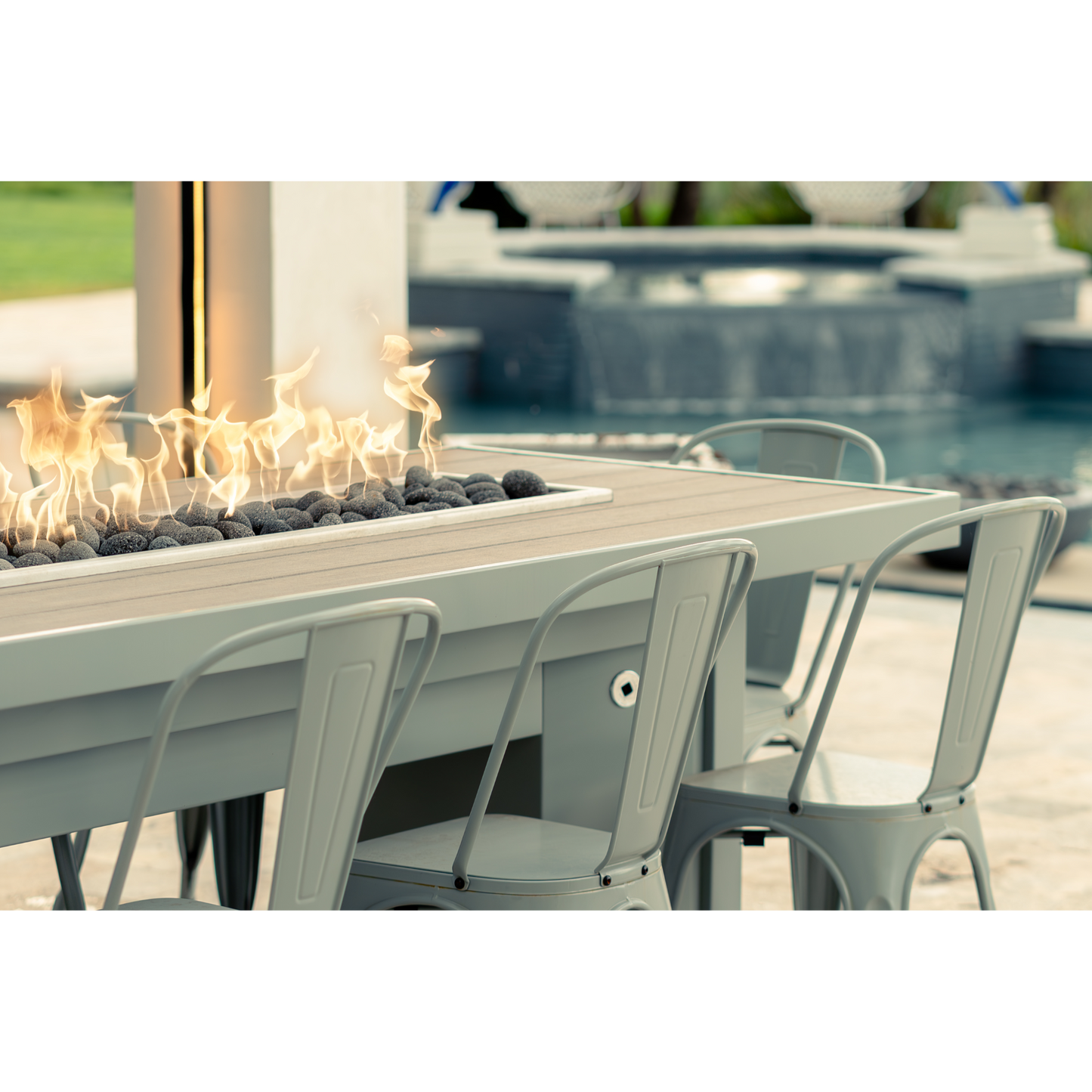 Alameda Fire Pit Dining Table | Outdoor Dining with Fire | 20,000 to 70,000 BTU