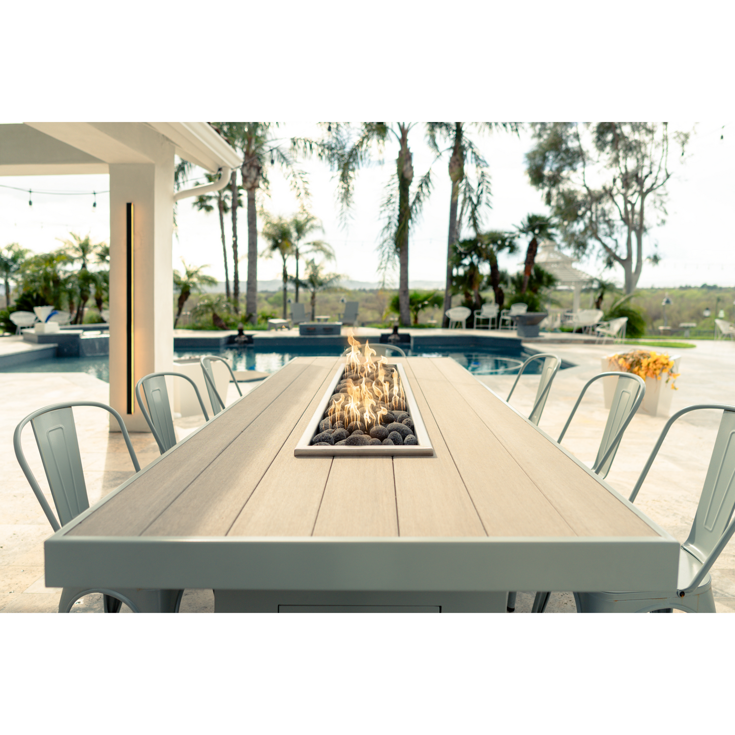 Alameda Fire Pit Dining Table | Outdoor Dining with Fire | 20,000 to 70,000 BTU
