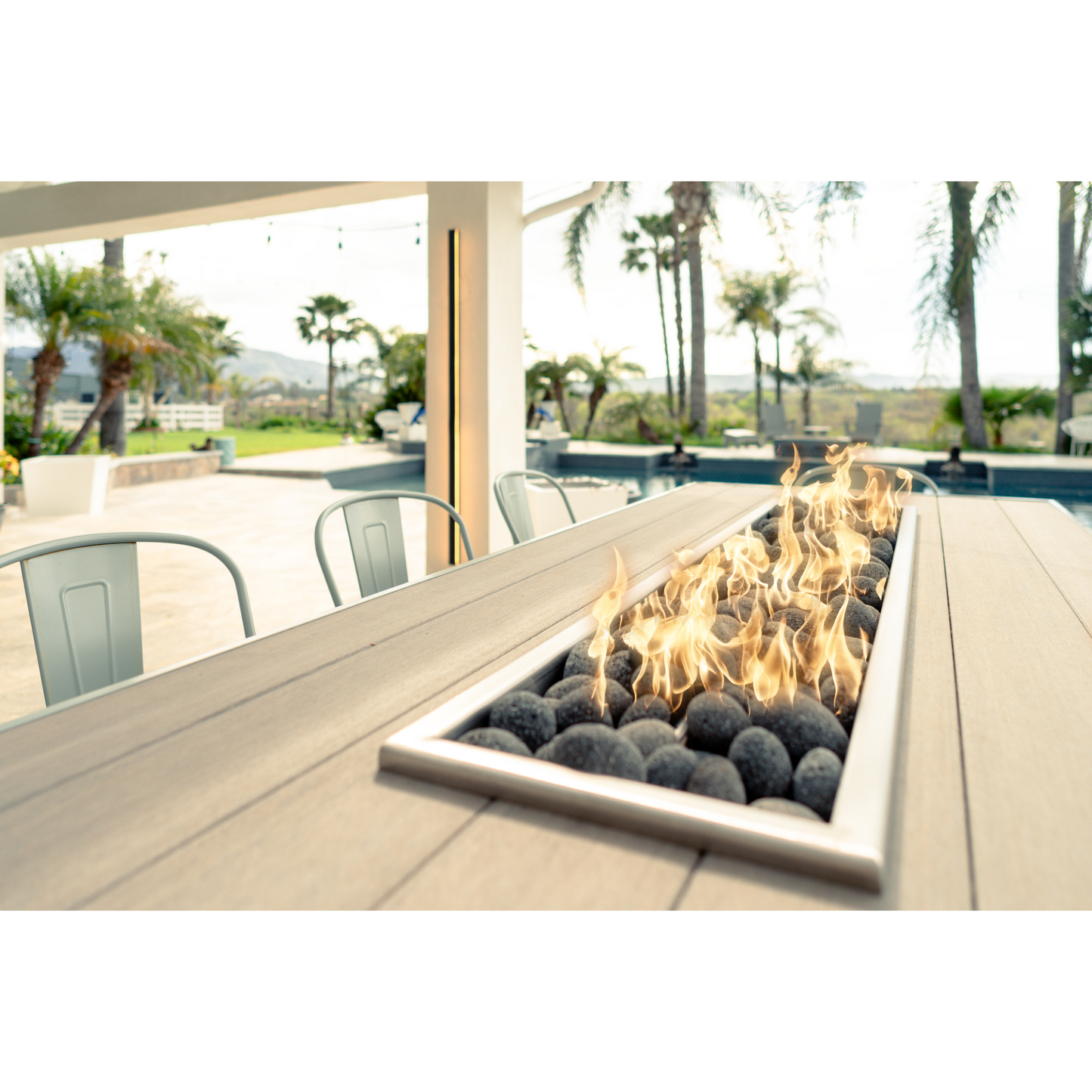 Alameda Fire Pit Dining Table | Outdoor Dining with Fire | 20,000 to 70,000 BTU