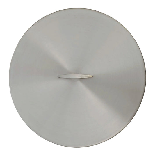 Round stainless steel fire pit cover with handle