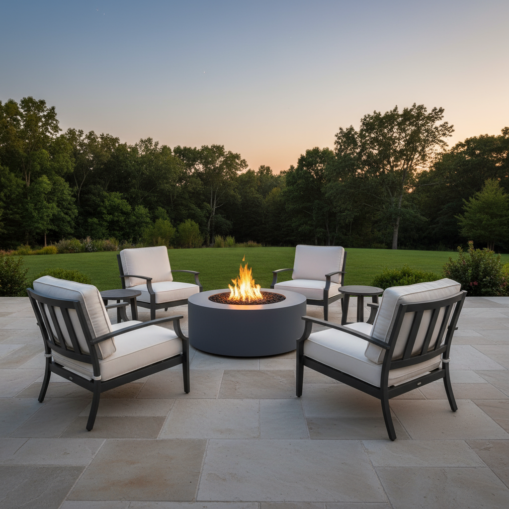 60" Unity Round Fire Pit | Powder Coated Steel | 6-8 People | 160,000 BTU | 24" Tall