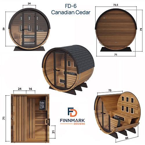 Finnmark | FD-6 Cedar Combination Barrel Sauna