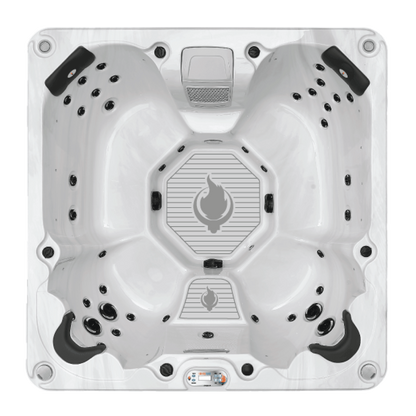 Top view of Liberty Spa LYS7000 showing multi-level seating and hydrotherapy jet layout