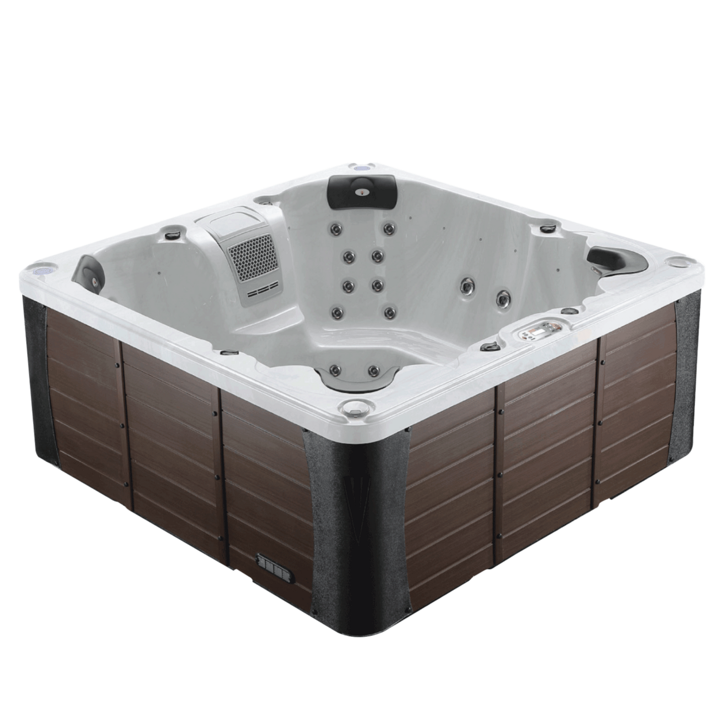 Liberty Spa LYS7000 7-person luxury hot tub with jetted seating and modern exterior paneling