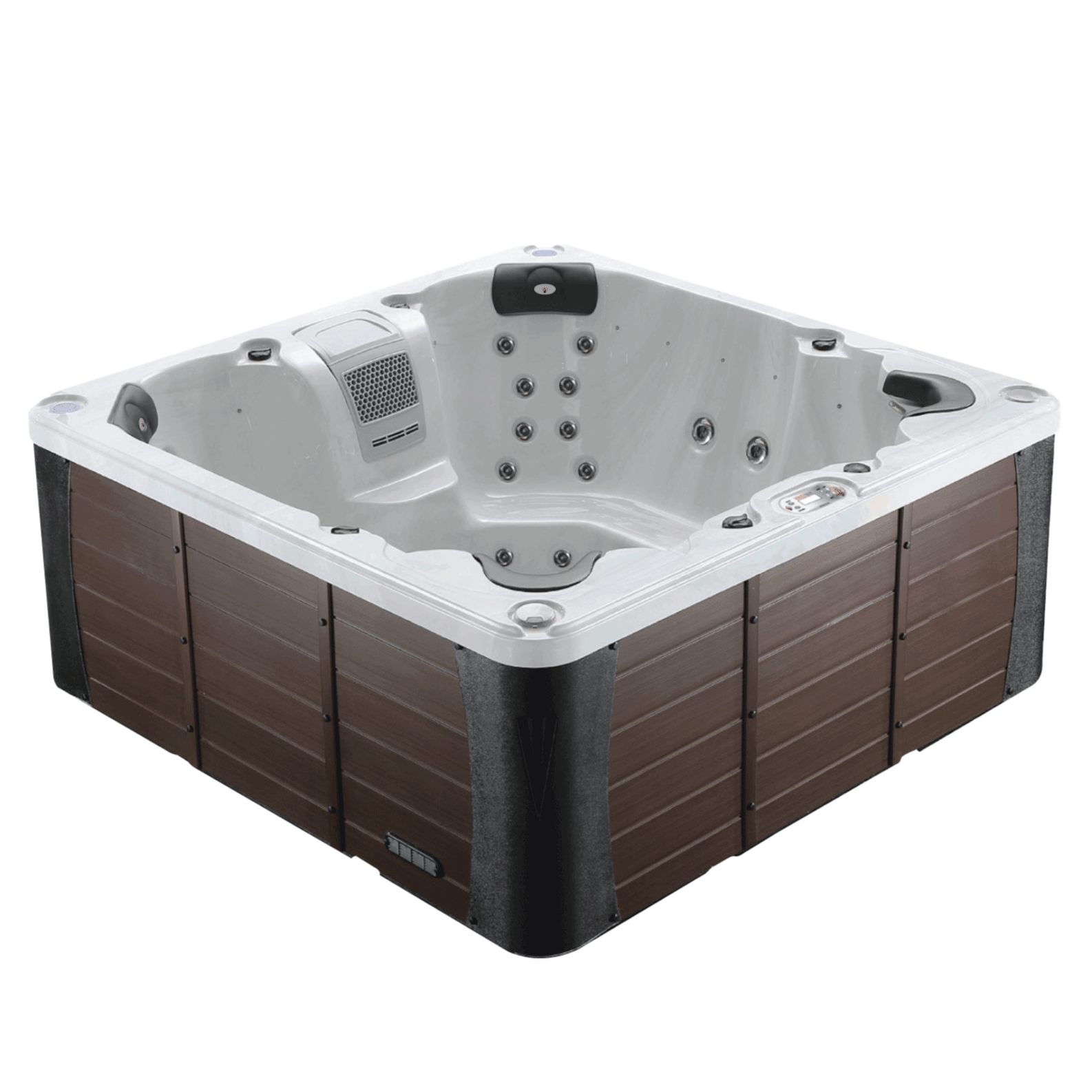 Liberty Spa LYS7000 7-person luxury hot tub with jetted seating and modern exterior paneling