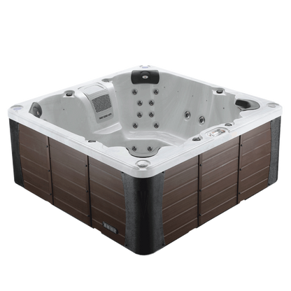Liberty Spa LYS7000 7-person luxury hot tub with jetted seating and modern exterior paneling