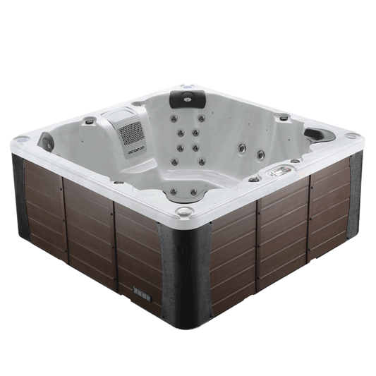Liberty Spa LYS7000 7-person luxury hot tub with jetted seating and modern exterior paneling