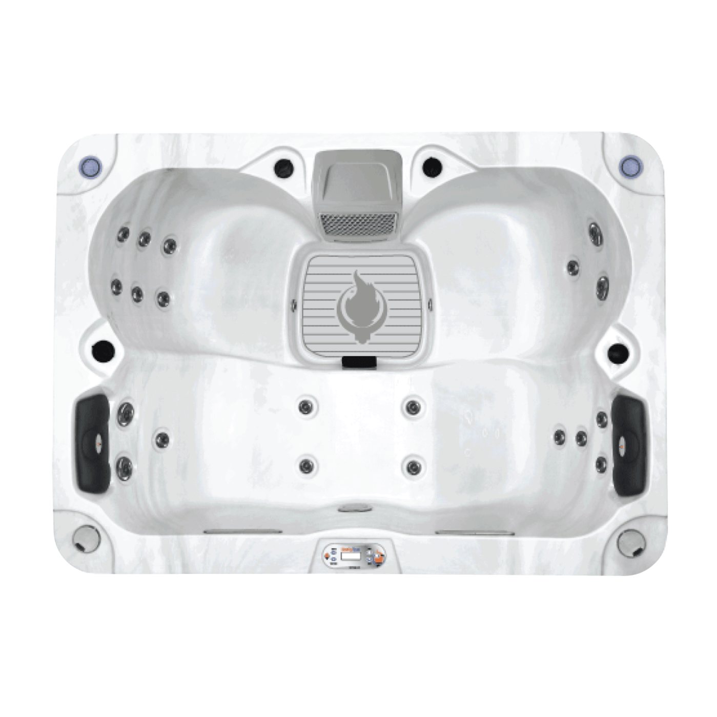 Top view of LYS4000 showing dual loungers and seating layout for STR and Airbnb use