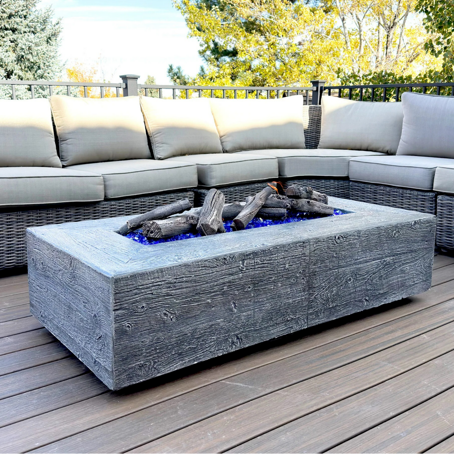 Coronado Rectangle Fire Pit | GFRC Woodgrain | 40,000 to 125,000 BTU